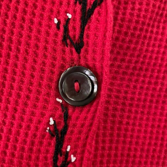 Y2k Vintage Susan Bristol Womens Christmas Cardigan Sz PM Red Button Snowmen - Picture 8 of 10